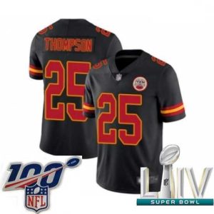 Exceptional 2020 Super Bowl LIV Kansas City Chiefs #25 Darwin Thompson Limited Black Rush Vapor Untouchable Football Jersey