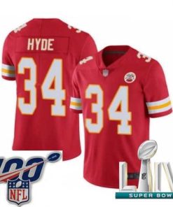 Outstanding 2020 Super Bowl LIV Kansas City Chiefs #34 Carlos Hyde Red Team Color Vapor Untouchable Limited Player Football Jersey