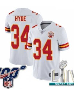 Gorgeous 2020 Super Bowl LIV Kansas City Chiefs #34 Carlos Hyde White Vapor Untouchable Limited Player Football Jersey