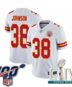 High quality 2020 Super Bowl LIV Kansas City Chiefs #38 Dontae Johnson White Vapor Untouchable Limited Player Football Jersey
