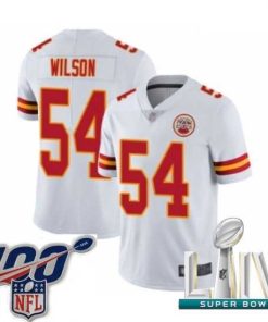 Gorgeous 2020 Super Bowl LIV Kansas City Chiefs #54 Damien Wilson White Vapor Untouchable Limited Player Football Jersey