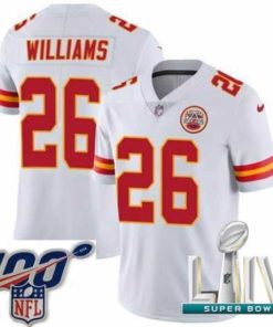 Outstanding 2020 Super Bowl LIV Nike Kansas City Chiefs #26 Damien Williams White Vapor Untouchable Limited Player NFL Jersey