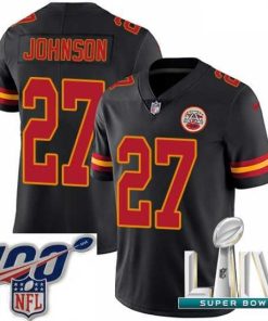 Gorgeous 2020 Super Bowl LIV Nike Kansas City Chiefs #27 Larry Johnson Limited Black Rush Vapor Untouchable NFL Jersey