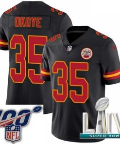 Premium 2020 Super Bowl LIV Nike Kansas City Chiefs #35 Christian Okoye Limited Black Rush Vapor Untouchable NFL Jersey