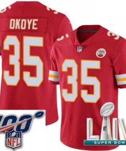Finest 2020 Super Bowl LIV Nike Kansas City Chiefs #35 Christian Okoye Red Team Color Vapor Untouchable Limited Player NFL Jersey