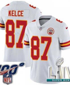 Exquisite 2020 Super Bowl LIV Nike Kansas City Chiefs #87 Travis Kelce White Vapor Untouchable Limited Player NFL Jersey