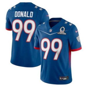 Finest 2022 NFL Pro Bowl Los Angeles Rams 99 Aaron Donald NFC Blue Jersey