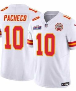 Gorgeous Kansas City Chiefs 10 Isiah Pacheco White 2023 F.U.S.E  Vapor Untouchable Limited Stitched 2024 Super Bowl LVIII Jersey