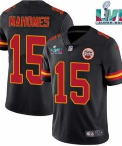 Superior Kansas City Chiefs 15 Patrick Mahomes Black Super Bowl LVII Patch Vapor Untouchable Limited Stitched Jersey
