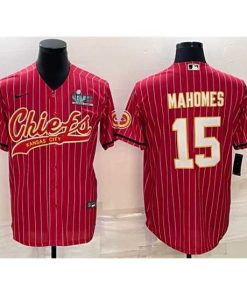 Exquisite Kansas City Chiefs 15 Patrick Mahomes Red With Super Bowl LVII Patch Cool Base Stitched Baseball Jersey