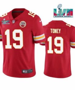 Exquisite Kansas City Chiefs 19 Kadarius Toney Red Super Bowl LVII Patch Vapor Untouchable Limited Stitched Football Jersey