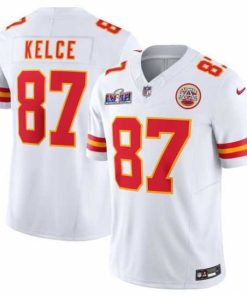 Finest Kansas City Chiefs 87 Travis Kelce White 2023 F.U.S.E  Vapor Untouchable Limited Stitched 2024 Super Bowl LVIII Jersey