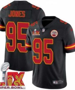 Gorgeous Kansas City Chiefs Chris Jones #95 Black 2024 2025 Super Bowl LIX F.U.S.E Stitched Jersey