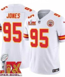 Exquisite Kansas City Chiefs Chris Jones #95 White 2024 2025 Super Bowl LIX F.U.S.E Stitched Jersey