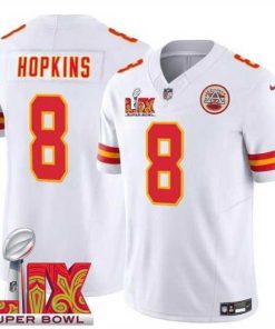 Outstanding Kansas City Chiefs DeAndre Hopkins #8 White 2024 2025 Super Bowl LIX F.U.S.E Stitched Jersey