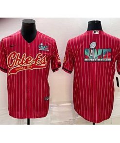 Superb Kansas City Chiefs Red With Super Bowl LVII Big Logo Cool Base Stitched Baseball JerseyS