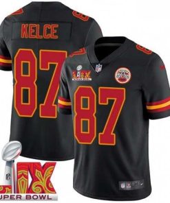 Superior Kansas City Chiefs Travis Kelce #87 Black 2024 2025 Super Bowl LIX F.U.S.E Stitched Jersey