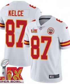 Marvelous Kansas City Chiefs Travis Kelce #87 White 2024 2025 Super Bowl LIX F.U.S.E Stitched Jersey