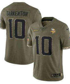 Exquisite Minnesota Vikings 10 Fran Tarkenton Olive 2022 Salute To Service Limited Stitched Jersey