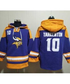 Superb Minnesota Vikings 10 Fran Tarkenton Purple Yellow Ageless Must Have Lace Up Pullover Hoodie