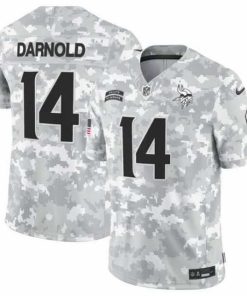 Exquisite Minnesota Vikings 14 Sam Darnold 2024 F.U.S.E Arctic Camo Salute To Service Limited Stitched Football Jersey