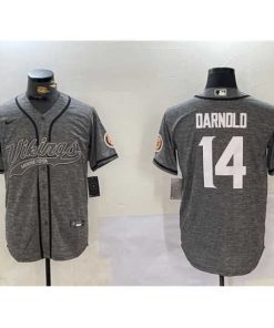 Exceptional Minnesota Vikings 14 Sam Darnold Grey Cool Base Stitched Baseball Jersey
