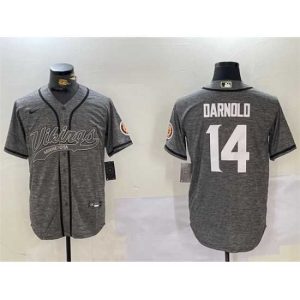 Exceptional Minnesota Vikings 14 Sam Darnold Grey Cool Base Stitched Baseball Jersey