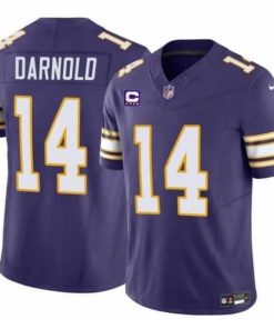 Exquisite Minnesota Vikings 14 Sam Darnold Purple 2024 F.U.S.E  Throwback With 4 Star C Patch Vapor Untouchable Limited Stitched Jersey
