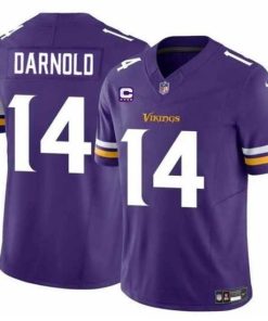 High quality Minnesota Vikings 14 Sam Darnold Purple 2024 F.U.S.E  With 4 Star C Patch Vapor Untouchable Limited Stitched Jersey
