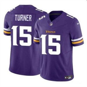 Exceptional Minnesota Vikings 15 Dallas Turner Purple 2024 Draft F.U.S.E  Vapor Untouchable Limited Stitched Jersey