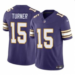 Exceptional Minnesota Vikings 15 Dallas Turner Purple 2024 Draft Throwback Vapor Untouchable Limited Stitched Jersey