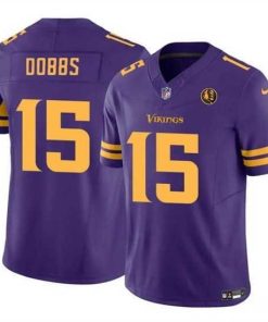 High quality Minnesota Vikings 15 Josh Dobbs Purple Cool Base Stitched Baseball Jersey
