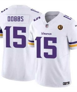 Exquisite Minnesota Vikings 15 Josh Dobbs Purple White 2023 F.U.S.E  With John Madden Patch Vapor Limited Stitched Football Jersey