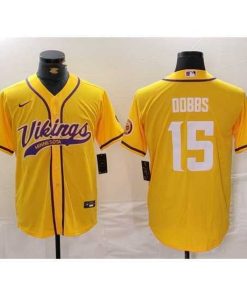 Exquisite Minnesota Vikings 15 Joshua Dobbs Yellow Cool Base Stitched Baseball Jersey