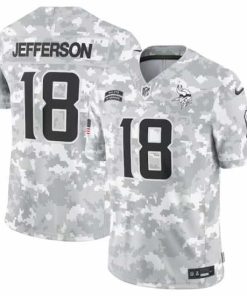 Superb Minnesota Vikings 18 Justin Jefferson 2024 Arctic Camo Salute To Service Limited Stitched Football Jersey