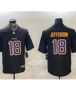 Finest Minnesota Vikings 18 Justin Jefferson Black Vapor Untouchable Limited Stitched Jersey