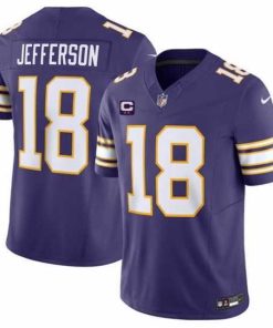Premium Minnesota Vikings 18 Justin Jefferson Purple 2024 F.U.S.E  Throwback With 2 Star C Patch Vapor Limited Stitched Jersey
