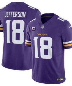 Gorgeous Minnesota Vikings 18 Justin Jefferson Purple 2024 F.U.S.E  With 2 Star C Patch Vapor Limited Stitched Jersey