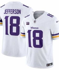 Exquisite Minnesota Vikings 18 Justin Jefferson White 2024 F.U.S.E  With 2 Star C Patch Vapor Limited Stitched Jersey
