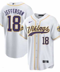 Superior Minnesota Vikings 18 Justin Jefferson White Cool Base Stitched Baseball Jersey