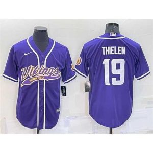 Exceptional Minnesota Vikings 19 Adam Thielen Purple With Patch Cool Base Stitched Baseball Jersey