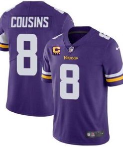 Exquisite Minnesota Vikings 2022 #8 Kirk Cousins Purple With 4-Star C Patch Vapor Untouchable Limited Stitched NFL Jersey