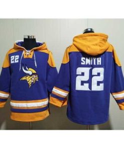 Exceptional Minnesota Vikings 22 Harrison Smith Purple Yellow Ageless Must Have Lace Up Pullover Hoodie