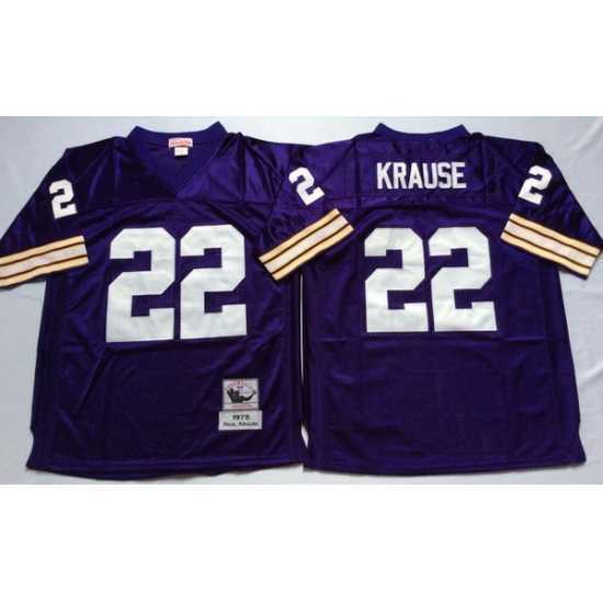 Premium Minnesota Vikings 22 Paul Krause Purple M&N Throwback Jersey