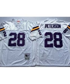 Finest Minnesota Vikings 28 Adrian Peterson White M&N Throwback Jersey
