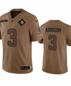 Exceptional Minnesota Vikings 3 Jordan Addison 2023 Brown Salute To Service Limited Stitched Jersey