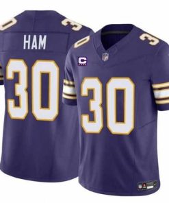 High quality Minnesota Vikings 30 C J  Ham Purple 2024 F.U.S.E  Throwback With 4 Star C Patch Vapor Untouchable Limited Stitched Jersey