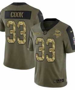 Gorgeous Minnesota Vikings 33 Dalvin Cook 2021 Salute To Service Olive Camo Limited Stitched Jersey