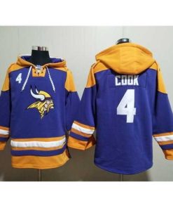 Superb Minnesota Vikings 4 Dalvin Cook Purple Yellow Ageless Must Have Lace Up Pullover Hoodie