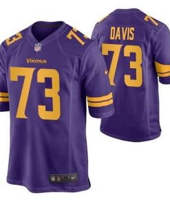 Gorgeous Minnesota Vikings 73 Jesse Davis Purple Color Rush Stitched Jersey